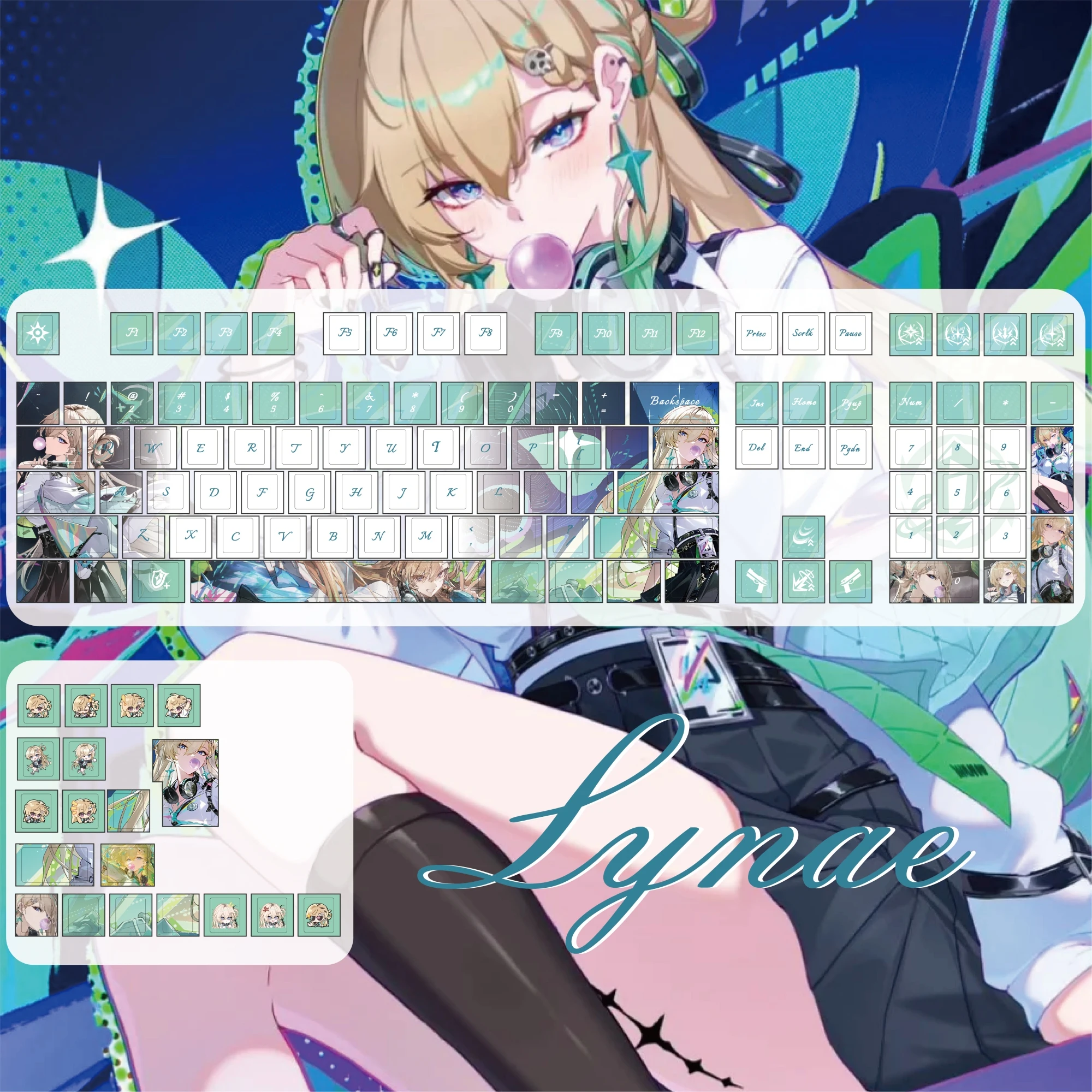 MAIMOOO Lynae Keycaps Cherry Profile Wuthering Waves Cartoon Anime Game Keycap PBT Sublimation Custom Mechanical Keyboard Caps