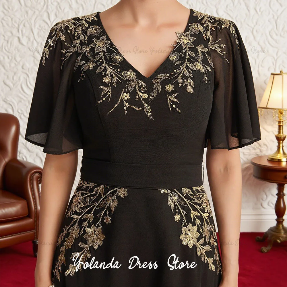 Yolanda Women's Wedding Party attire Modest V-neck Applique A-line With Belt Mother of the Bride Dresses 2026 vestido festa