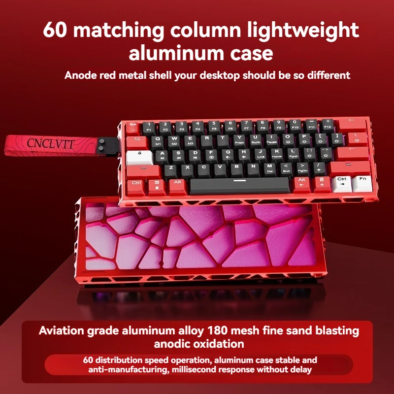 Wooting60HE Hollowed Keyboard Case Customized Aluminum MK GH EV63 60layout Keyboard Shell for Mechanical Keyboard Accessories