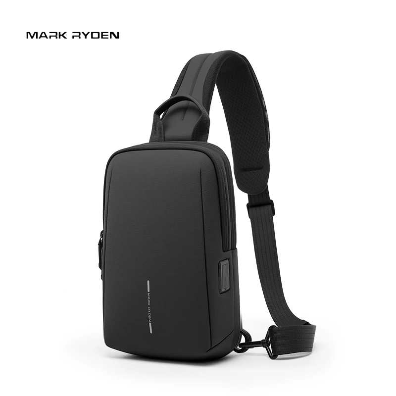 MARK RYDEN Sling Bag Polyester SplashResistant Crossbody Bag YKK Zipper DualPort USB Charging Fits 8.3inch iPad For Men Daily