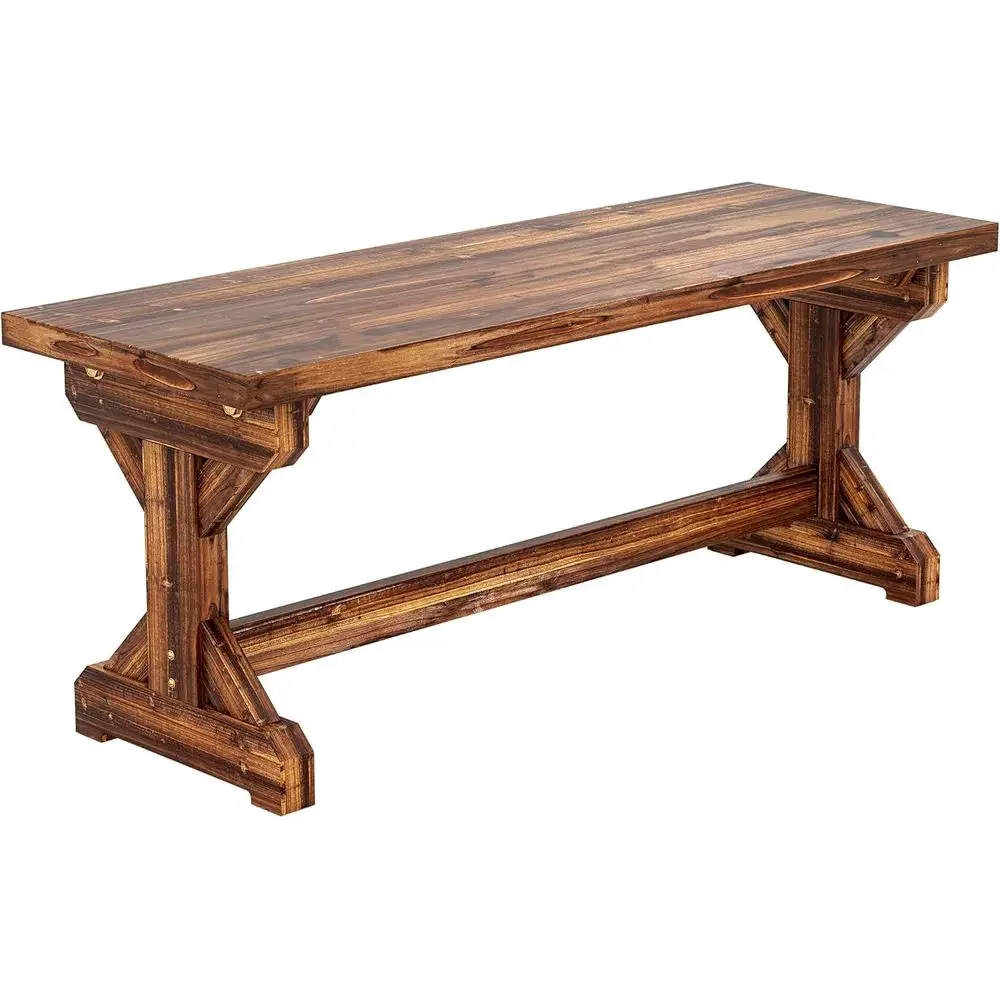 2-Person Rustic Wooden Garden Bench with X-Shaped Base for Patio, Porch, Park, and Yard