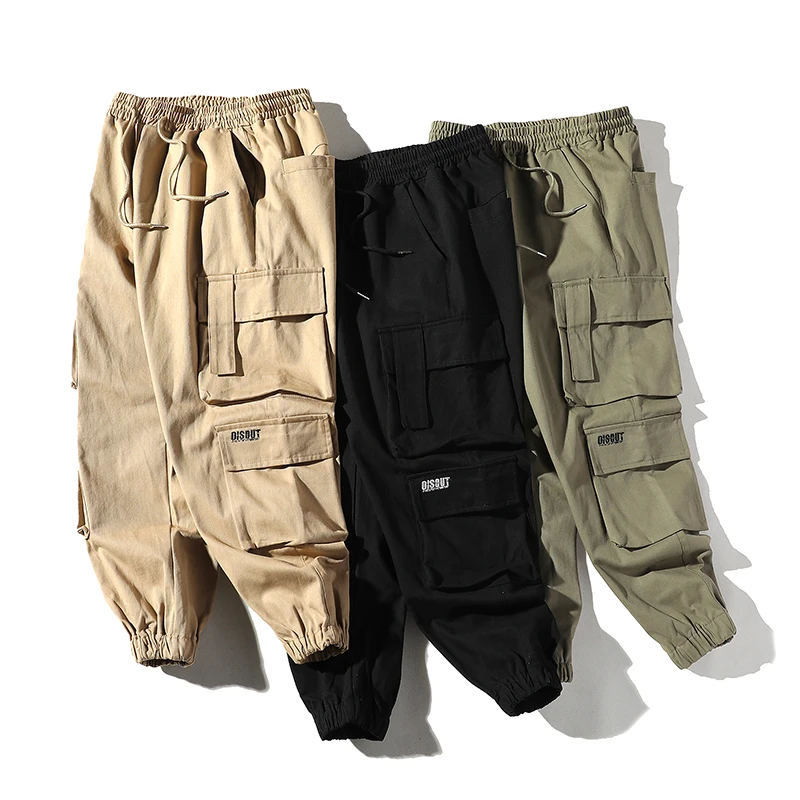 Autumn Fashion Multi-pockets Loose Cargo Pants Men Casual Hip Hop Cotton Techwear Sweatpants Streetwear Trousers Work Wear