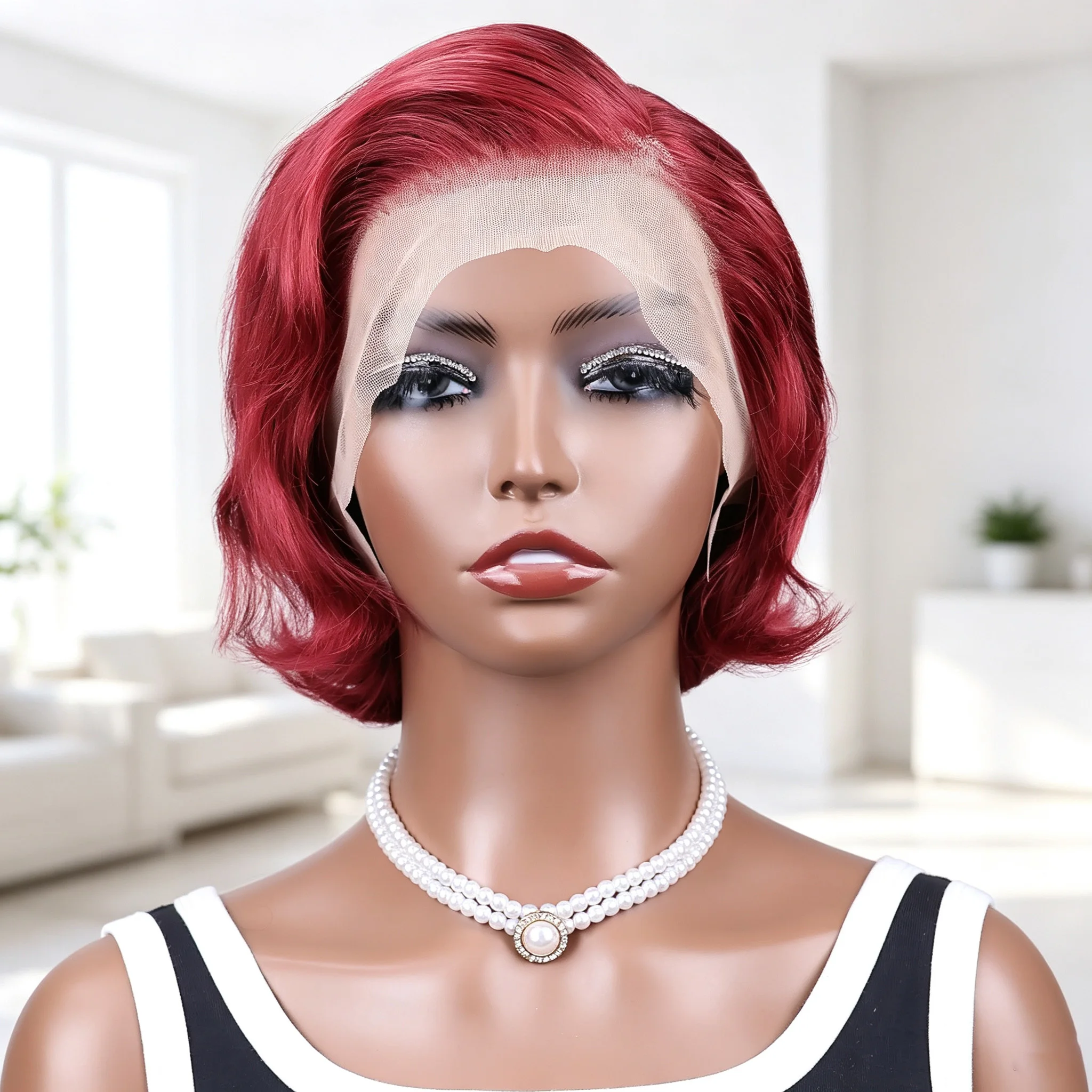 99j Burgundy Short Pixie Cut Bob Wig Human Hair 13x4 Lace Front Human Hair Wigs Short Straight Pixie Cut Wigs For Women