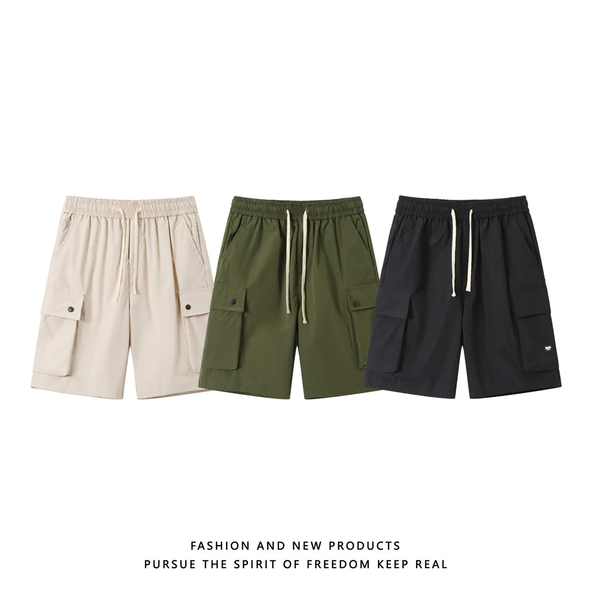 Asian Size M-5XL Plus Size Men's Cargo Shorts - Casual Baggy Multi-Pockets Summer Streetwear Loose Fit Overalls Streetwea Shorts