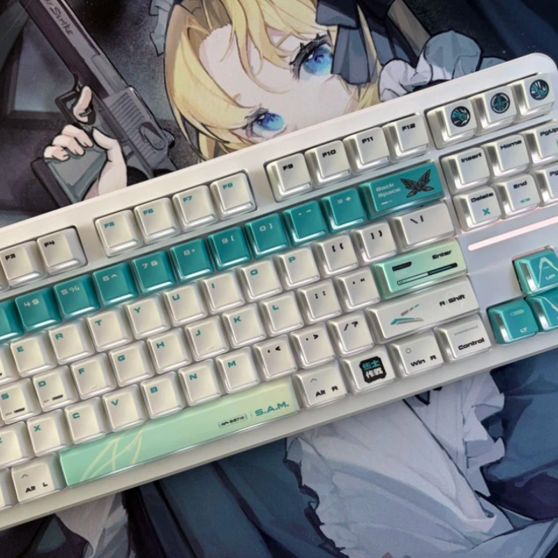 Fluorescent Theme Keycaps Set Customized PBT Sublimation Side Engraved Keycaps Compatible with Wooting Game Accessories Gift