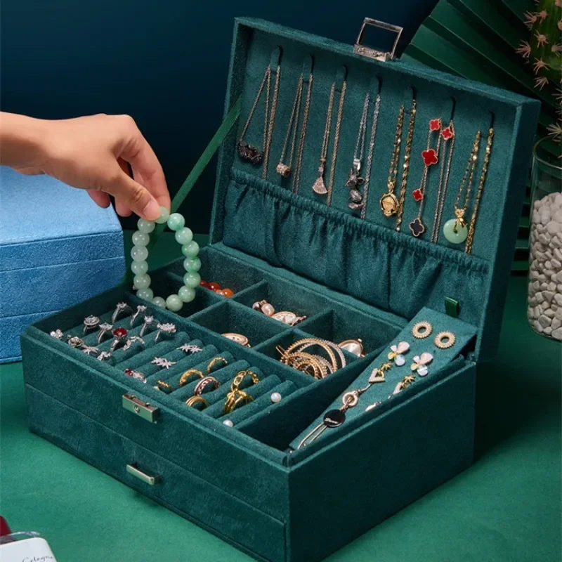 Velvet Jewelry Box Wedding Ring Holder Earring Organizer Storage Boxes Necklace Display Stand Portable Showcase Bracelets Box