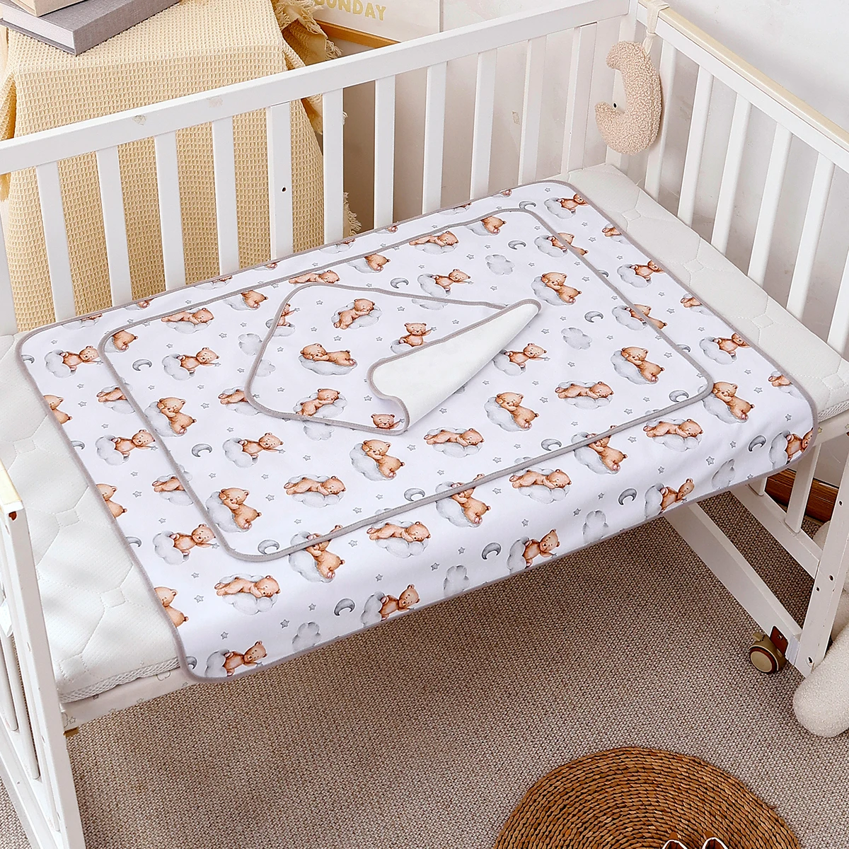 Elinfant 3 Size Soft Polyester Changing Mat Portable Diaper Pad Changing Pad Foldable Baby Changing Pad,Bedding, Mattress Cover