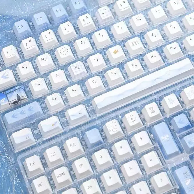 Blue keycap sublimation pbt light blue simple keycap for magnetic axis Wooting keyboard