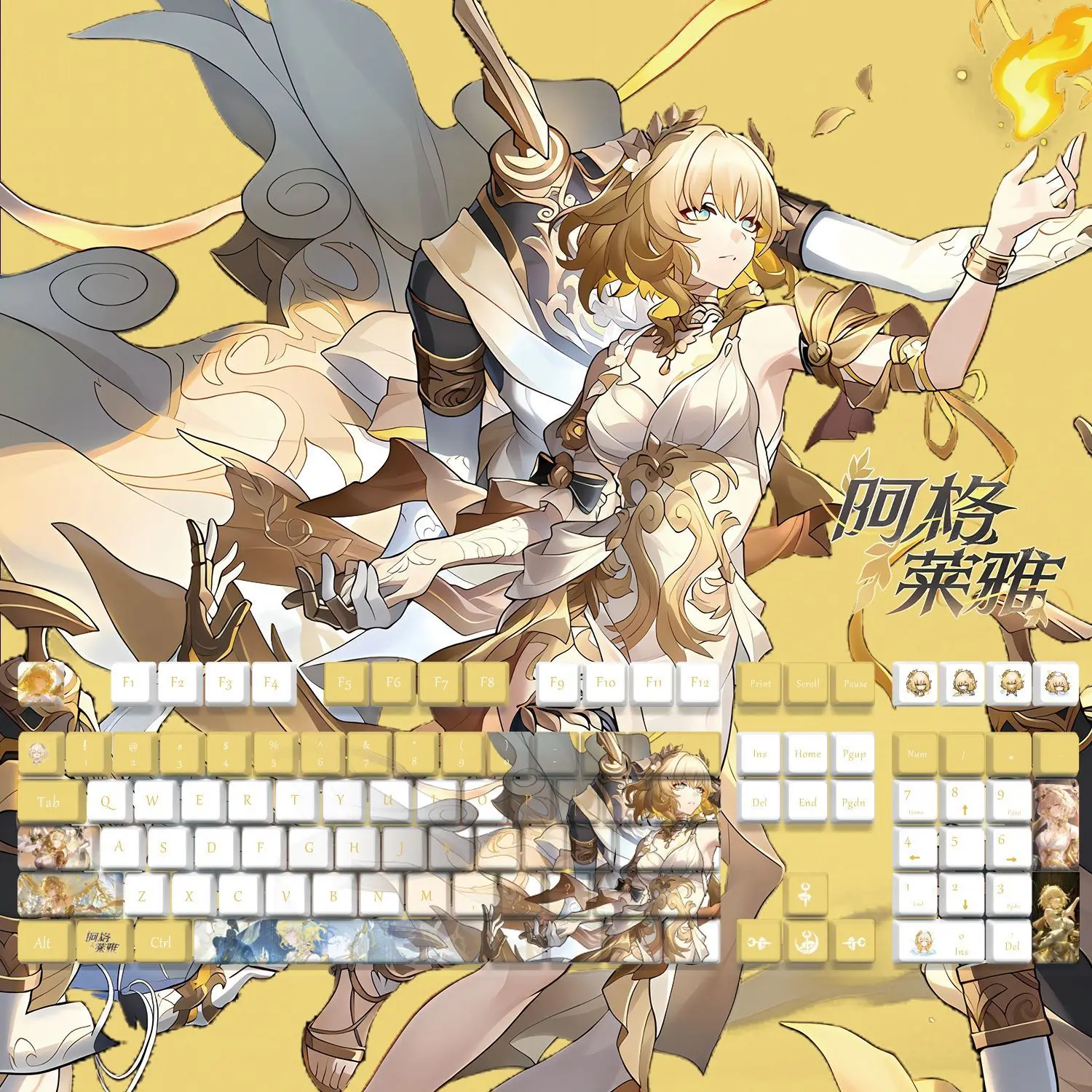 Aglaea Keycaps 128 Keys Honkai Star Rail keycap PBT Dye-Sub Backlit Keycaps Anime Key Caps for ANSI 61 68 87 104 108 Keyboard