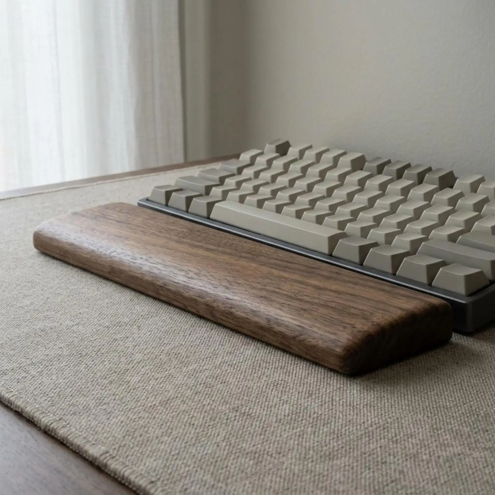 Black Walnut Keyboard Palm Rest with Smooth Oil Finish for Comfortable Office Work Support