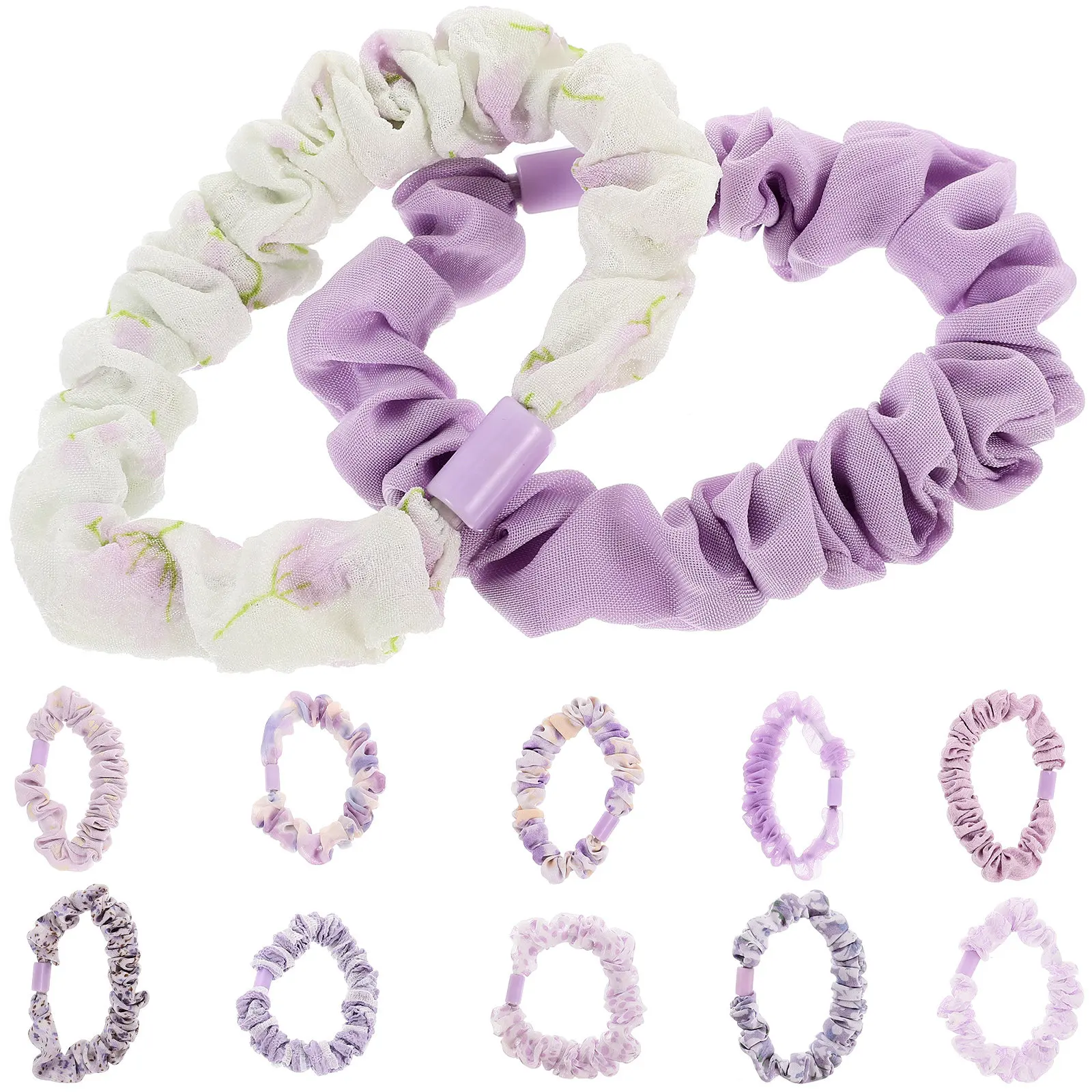 12Pcs Delicate Floral Scrunchies Stretchy Hair Bands for Women Elastic Ponytail Holders Fashion Hair Accessories Set