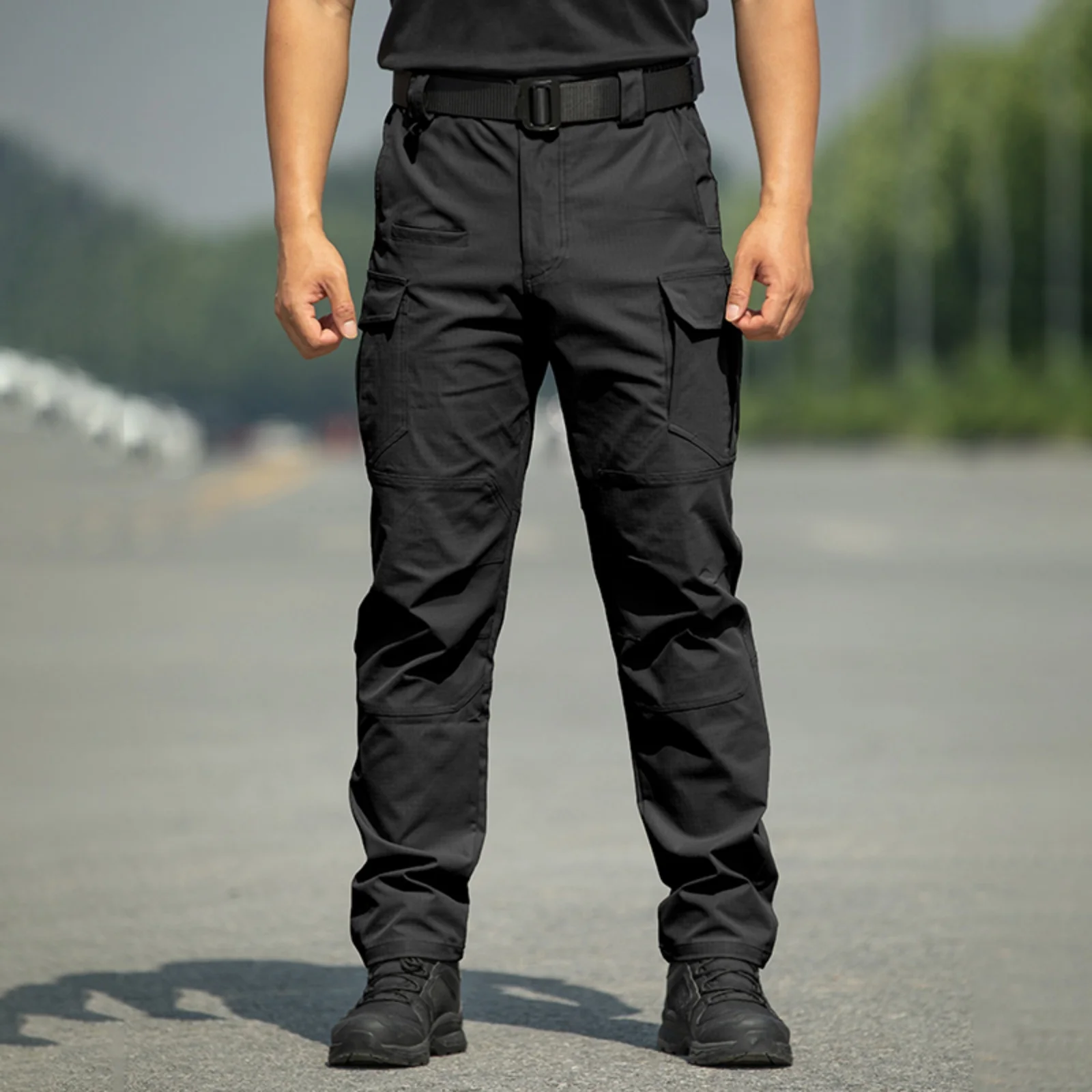 Tactical Pants Men Outdoor Multi Pocket Trousers Hiking Relaxed Workwear Straight Combat Bottoms Men'S Elastic Waistband 2026