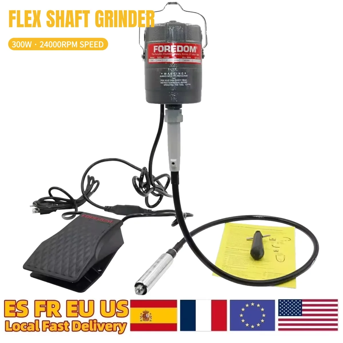 110V 300W Hanging Flex Shaft Grinder Jewelry Polishing Machine CC30 24000RPM Speed Hanging Motor Grinding Machine Rotary Tools Kit  Jewelry Polishing & Stone Carving Tool Flex Shaft Flexible Shaft Grinder