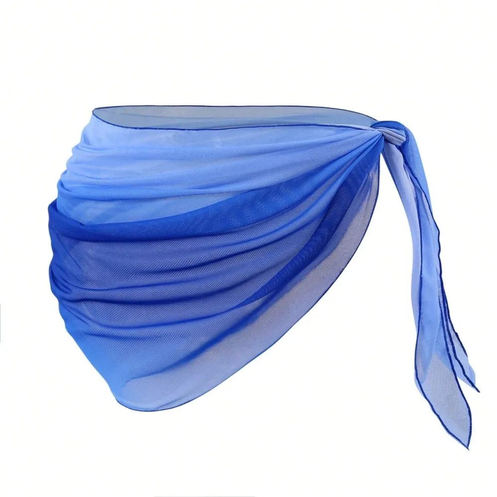 Chiffon Material Beach Dress Short Length UPF Protection Swimsuit Coverups Sheer Fabric Gradient Color Swimwear Shawl