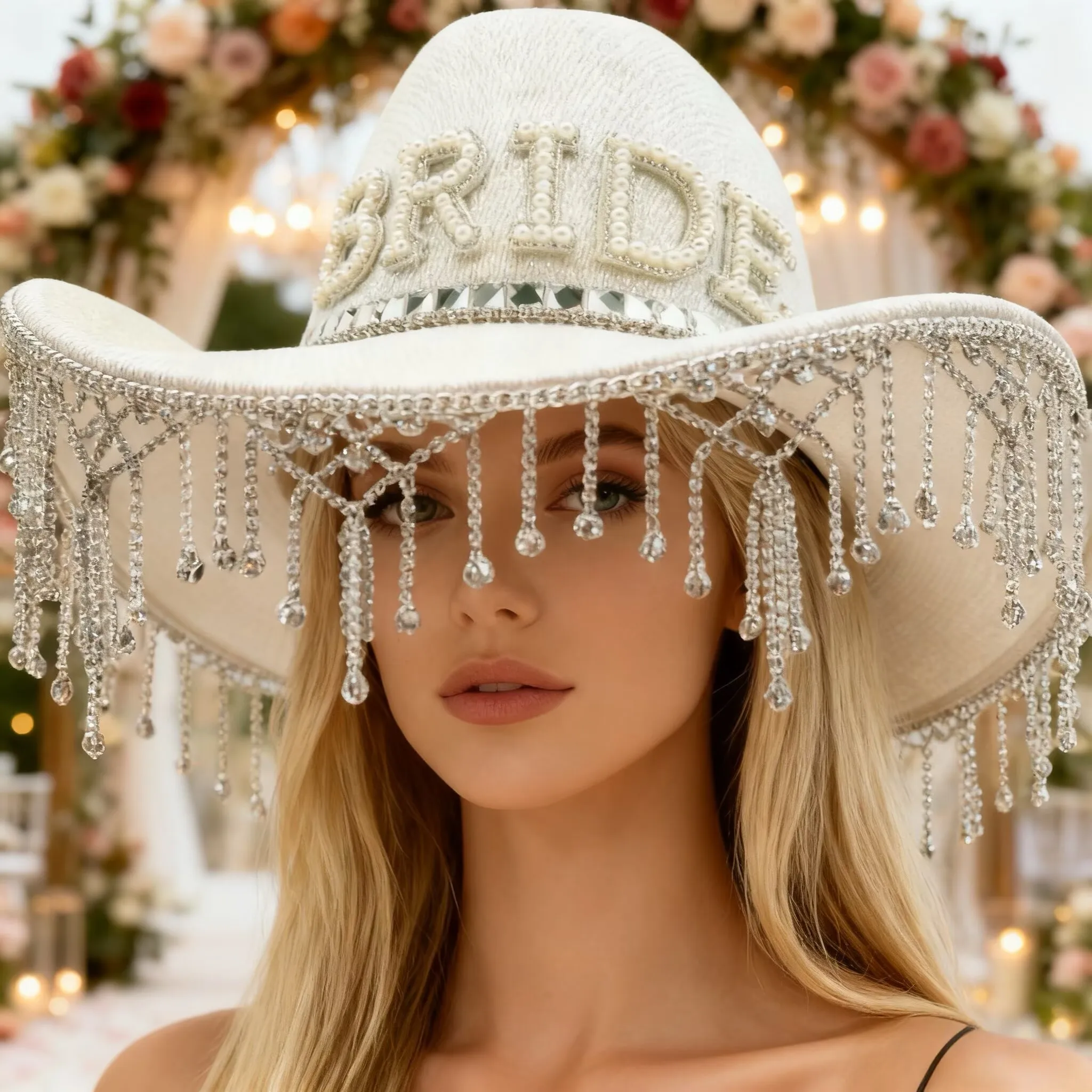 HongLuan Western BRIDE Luxury Cowboy Hat Rhinestone Woman for Cowgirl Costume, Cowboyboy Hats Women & Cowboy Accessories for Man