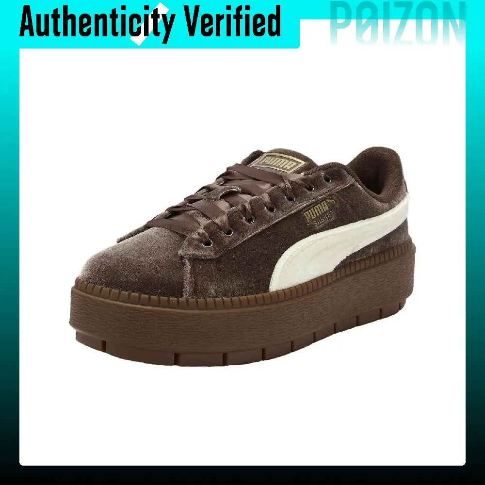 PUMA Platform Abrasion Resistant Low top Skateboard Shoes Women's Coffee Brown 406752-02