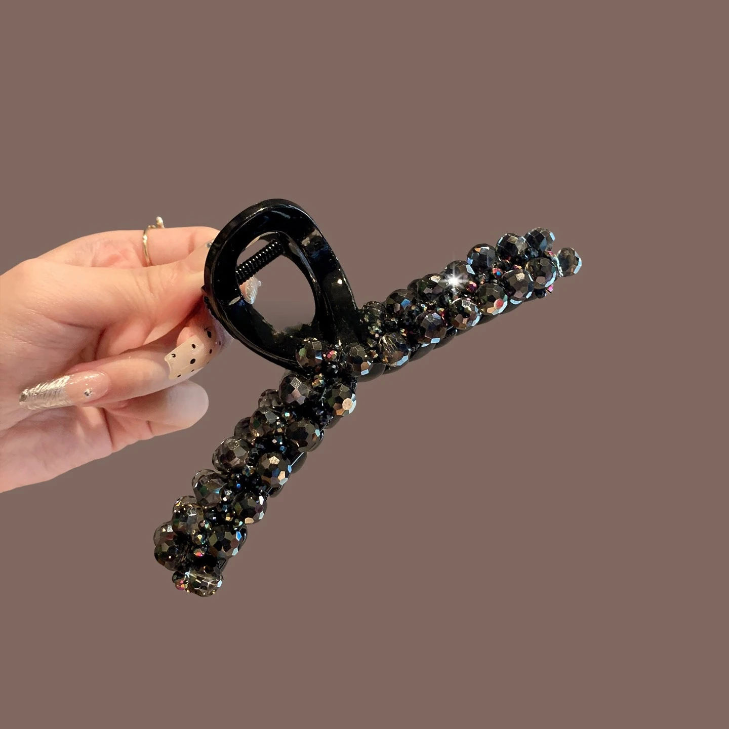 Rhinestone Shark Clip Korean Edition Back Head Disc Hair Grab New Light Luxury Black Crystal Grab Clip
