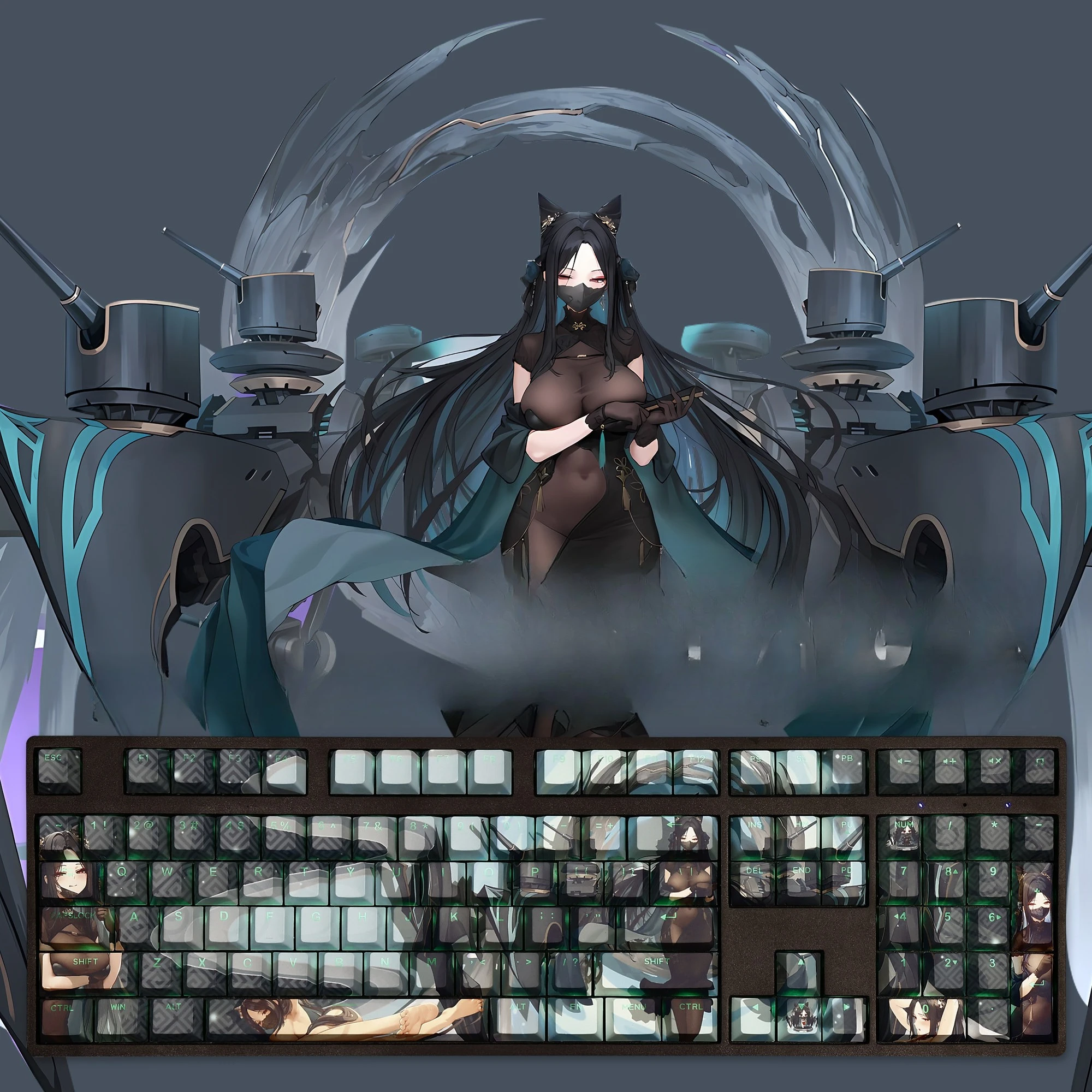 108 Keys/Set Hai Chou Azur Lane Cute PBT Keycaps Cherry Height for MX Switch Mechanical Keyboard Game Custom