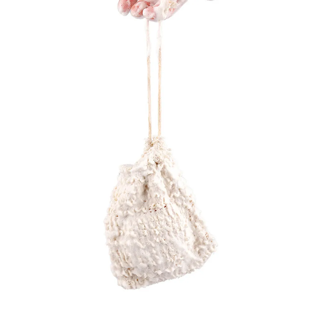5Pcs Soap Bag Exfoliating Bath Pouch Light Yellow Drawstring Shower Soap Saver Bag for Skin Care Bubble Pocket