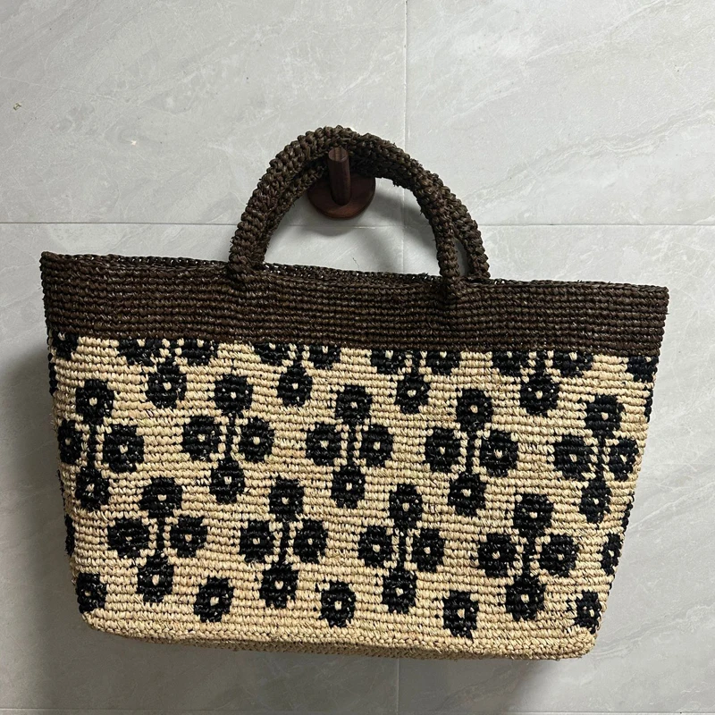 Bohemian Beach Straw Tote Bags For Women Luxury Designer Handbags And Purses 2026 New In Grass Floral Pattern Underarm Shoulder