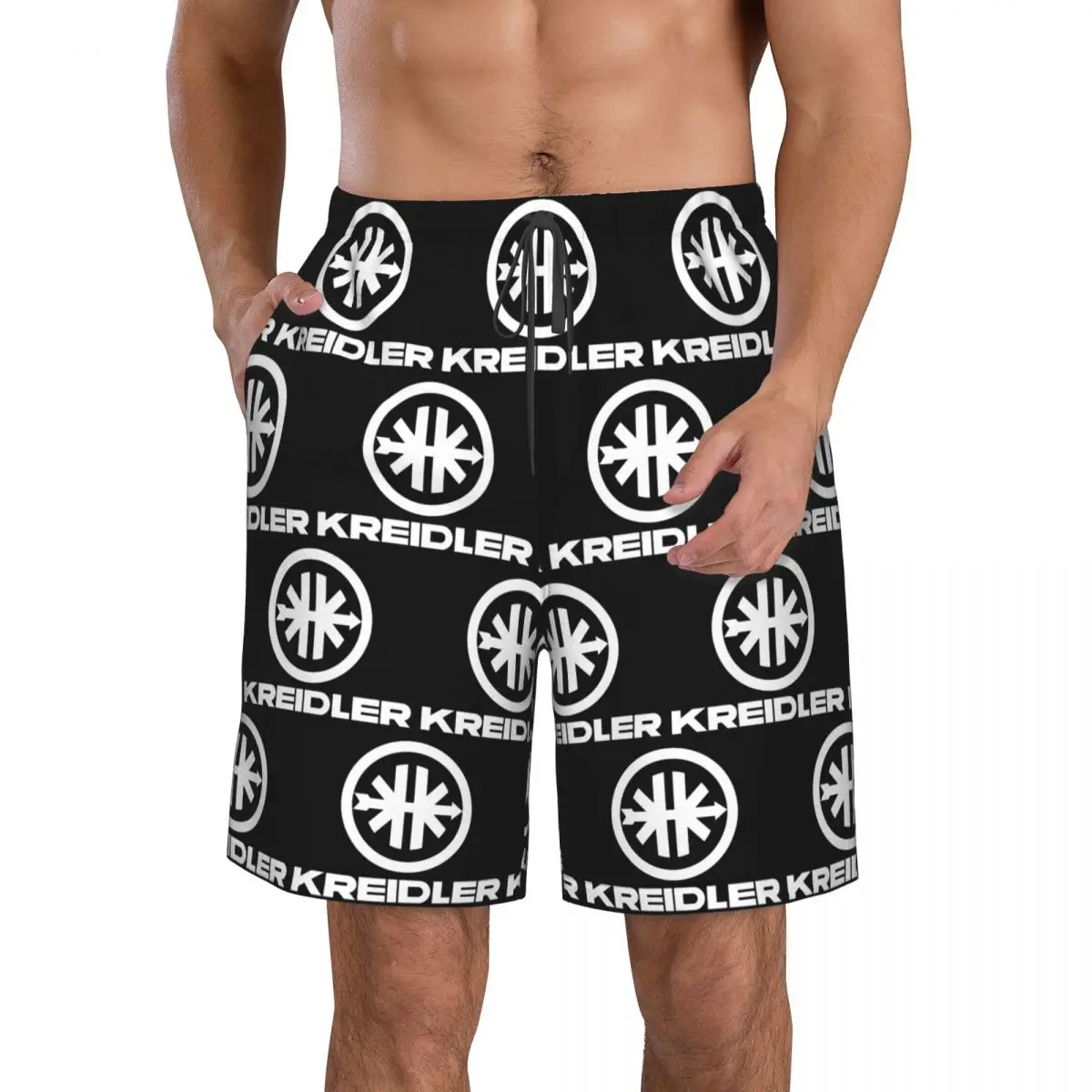 Kreidler Logo White Trunks Beach Board Shorts Casual Quick Dry Swim Summer Men Pants