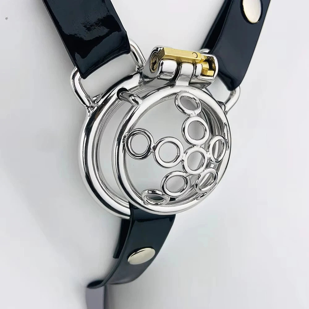 Hollow Semicircular Sissy Male Chastity Cage With PU Chastity Belt Device Lockcock Cage Breathable Abstinence Restrain