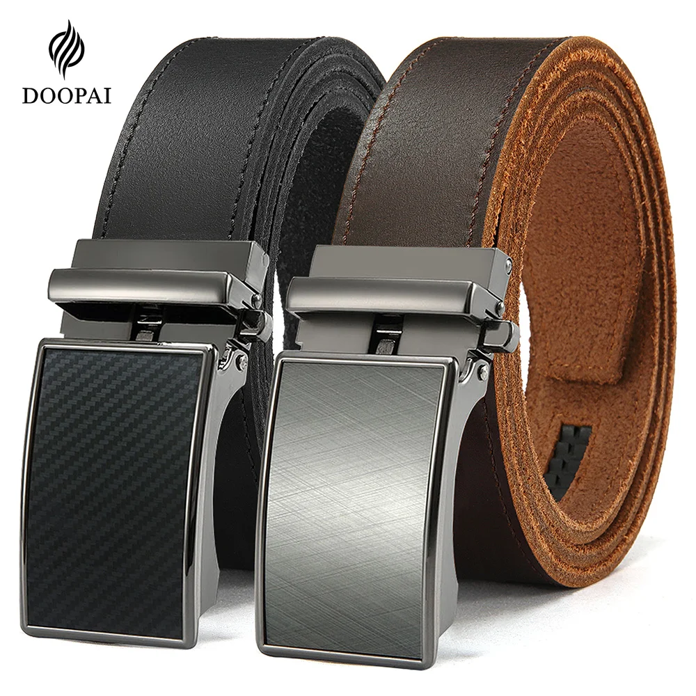 Mens Fashion Genuine Leather Alloy Square Buckle Business Leisure Belts Elegant Belts Male Jean Pants Waistband Metal Buckle
