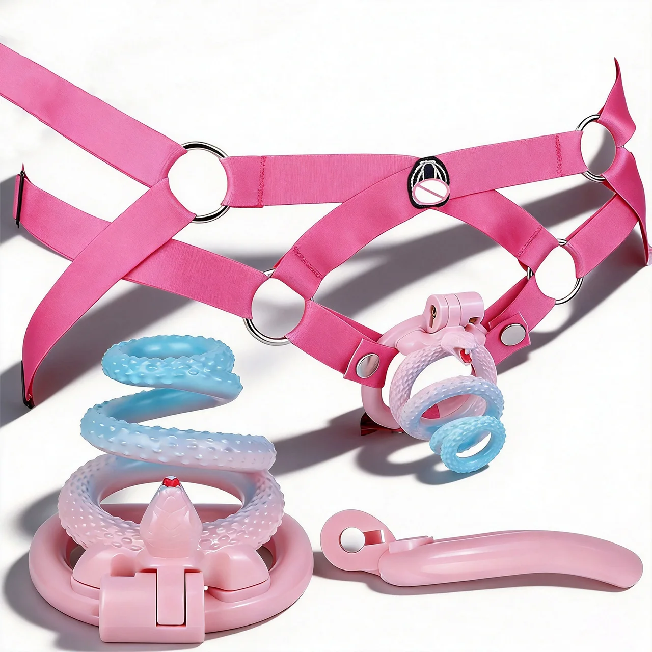 FRRK Desire Snake Scale ABS Resin Male Chastity Cage Device With BDSM Strap Belt Penis Restraints Lock  BDSM Sex Toys
