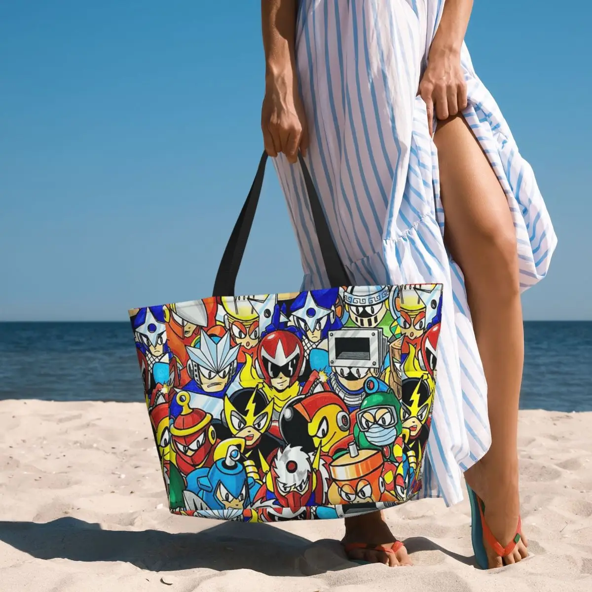 Megaman Video Game Mega Man Beach Tote Bag Sport Gym Yoga Duffle Large Tote Bag Women Travel Bag Fitness bag