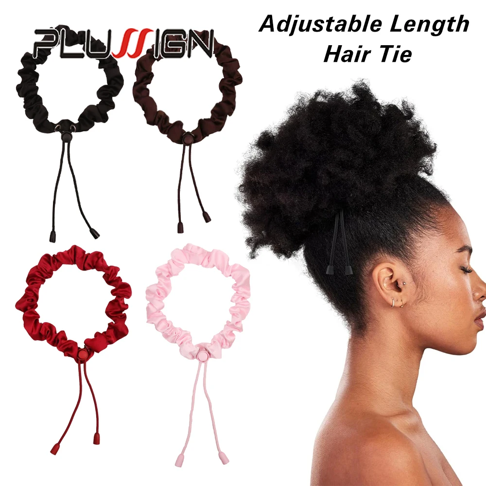 Satin Scrunchies For Women Girl Adjust Satin Hair Tie No Damage Hair Accessories For Afro Puff Loc Ponytails Adjustable Hair Tie