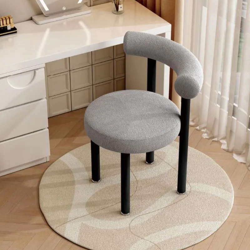Dressing chair, winter lamb cashmere dressing stool, home bedroom backrest chair, comfortable nail chair, simple leisure chair