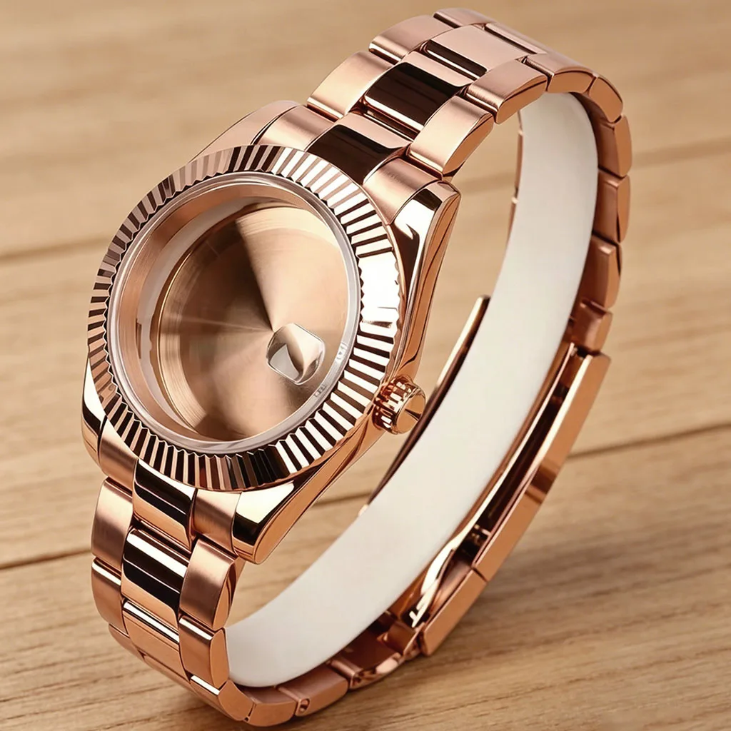 Rose Gold 36mm/39mm Watch Case Bracelet Parts For NH34 NH35 NH36 Miyota 8215 Movt High Quality Waterproof Fashion Sapphire Glass