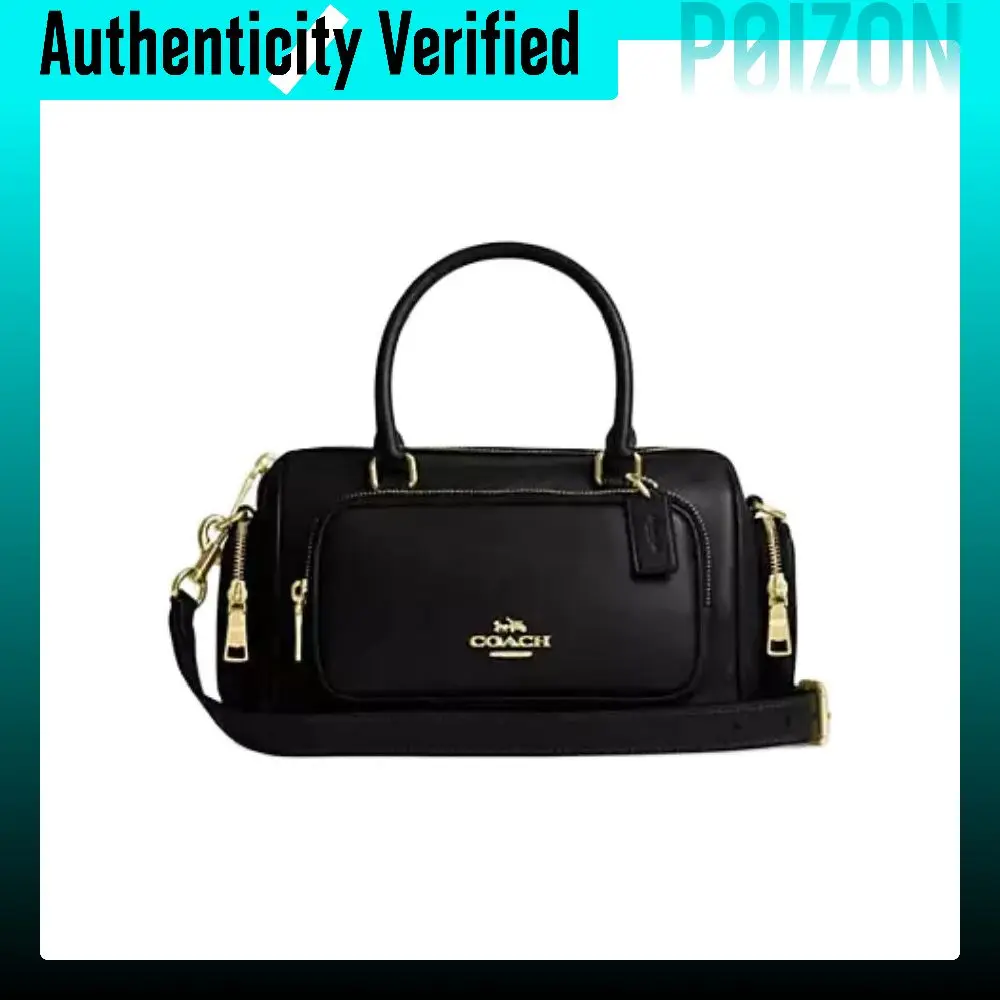 COACH Rowan Leather Handbags Medium Women's Black CES79-IMBLK
