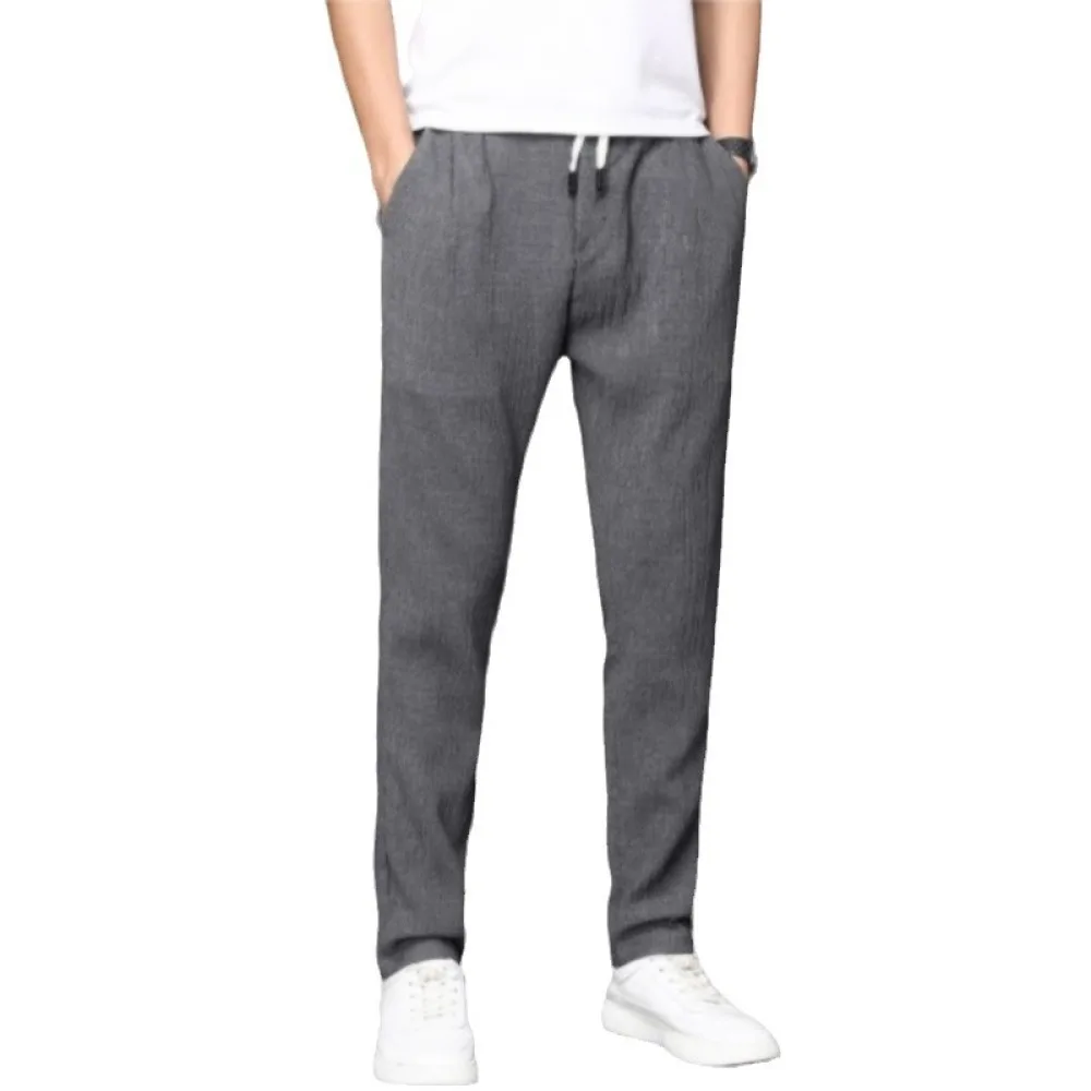 Trendy Mens Casual Trousers Loose Straight Fit Pleated Design Ankle Length Pants Modern Fashion Breathable Streetwear Bottoms