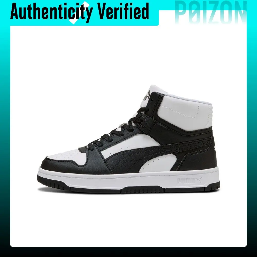 PUMA Rebound Slam Mid-top Skateboard Shoes Unisex Black White 407168-02
