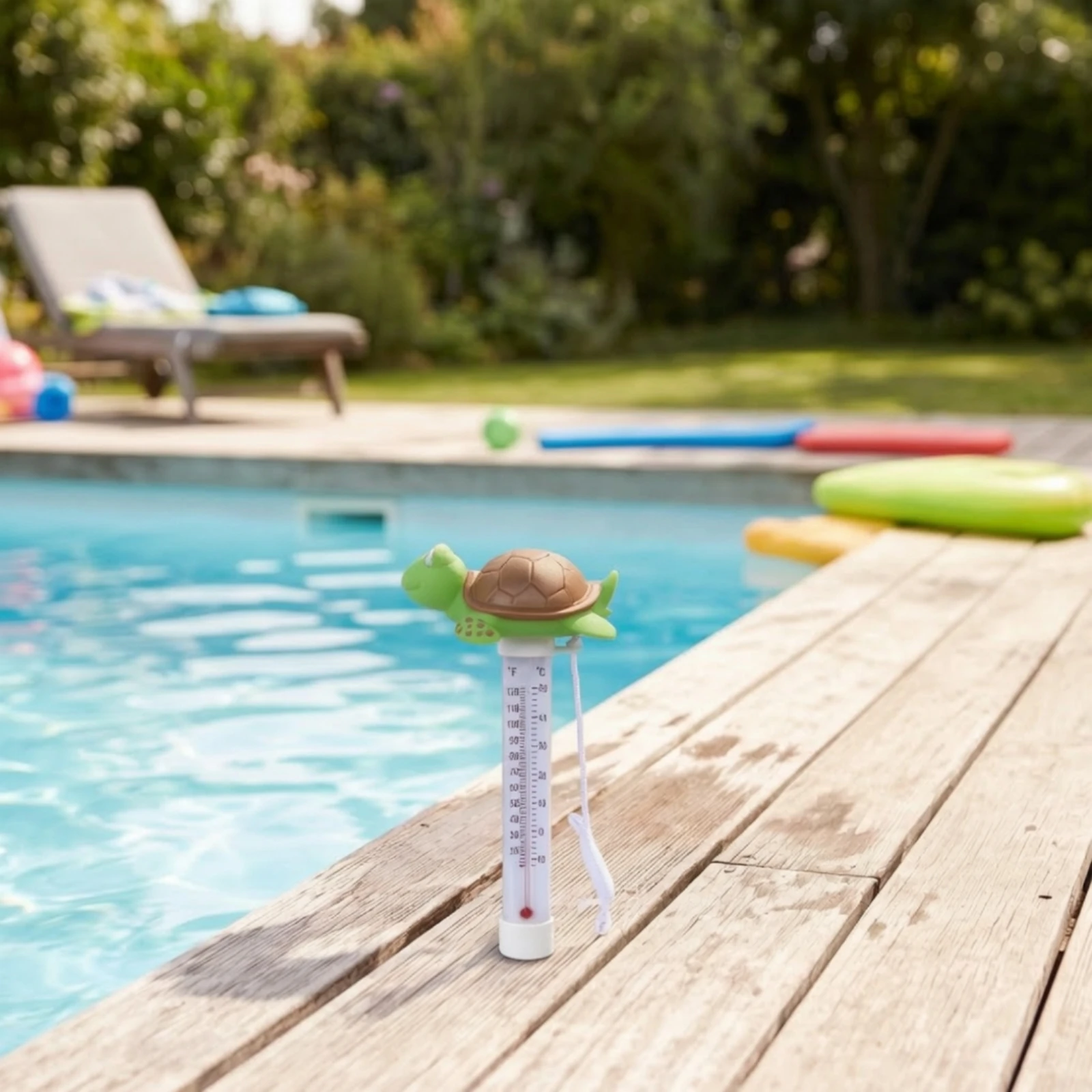 Turtle Pool Thermometer Adorable Floating Pool Thermometer with Cord Shatter Resistant Lightweight for Hot Tub, Spa