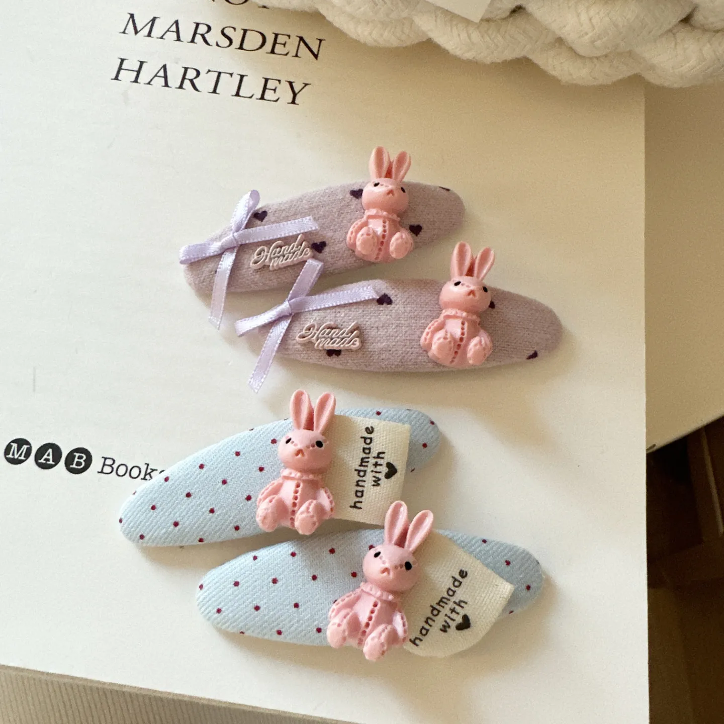 Bangs Hair Clip Pink Rabbit Heart Polka Dot Korean Cute for Toddler Fine Hair Side Barrette Small Non Slip  Accessories