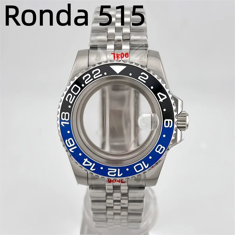 Ronda 515 diving watch case with strap 40mm sapphire glass suitable for replacing parts of Ronda 515 quartz watch with movement
