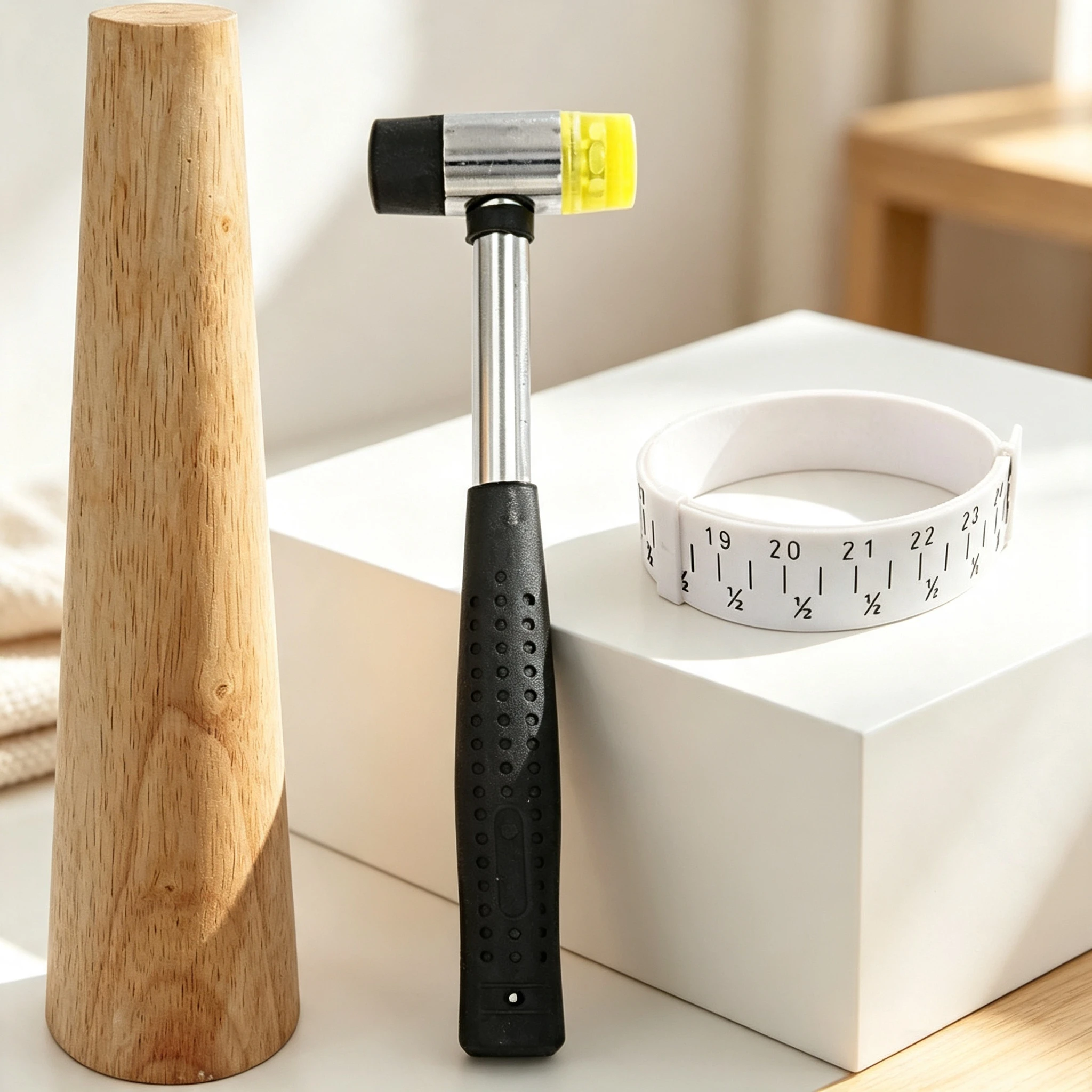 Wood Bracelet Mandrel Kit Plastic Wrist Sizer Rubber Jewelers Hammer & Oval Bangle Shaper DIY Jewelry Making Maintenance Tools