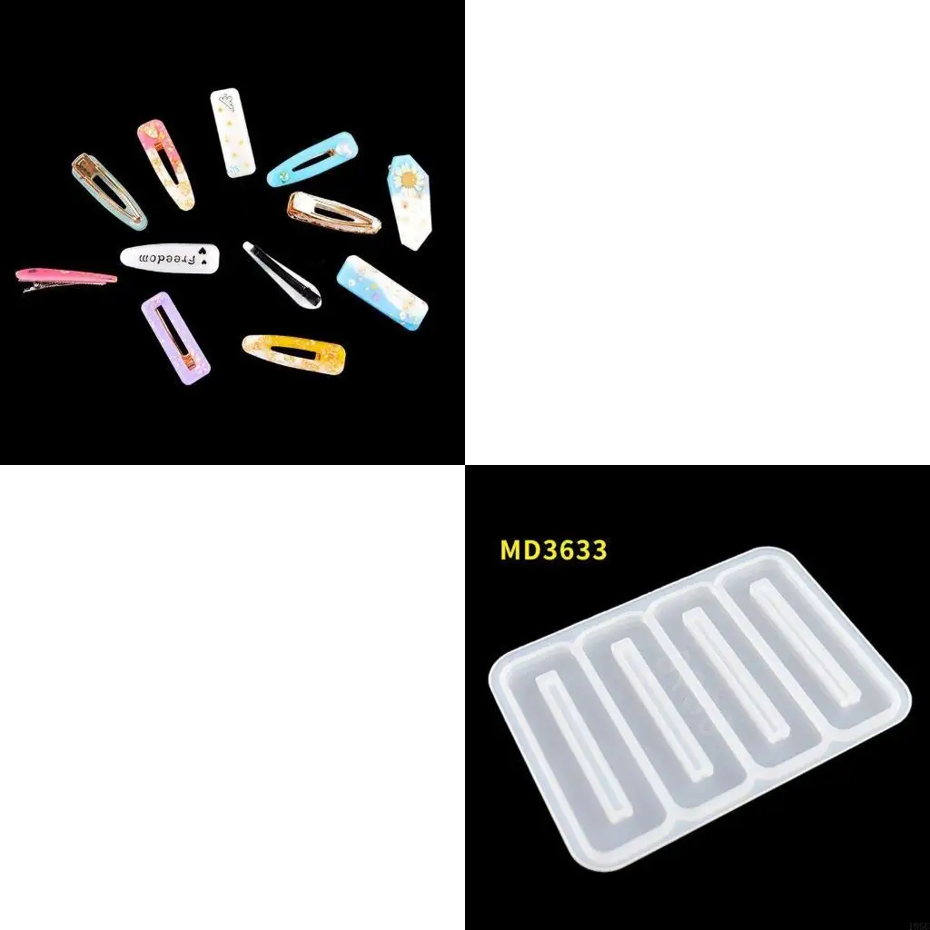 195C Handmade Barrettes Silicone Epoxy Resin Molds Hair Pin Acrylic Mold Hair Clip Molds Jewelry Making Tools