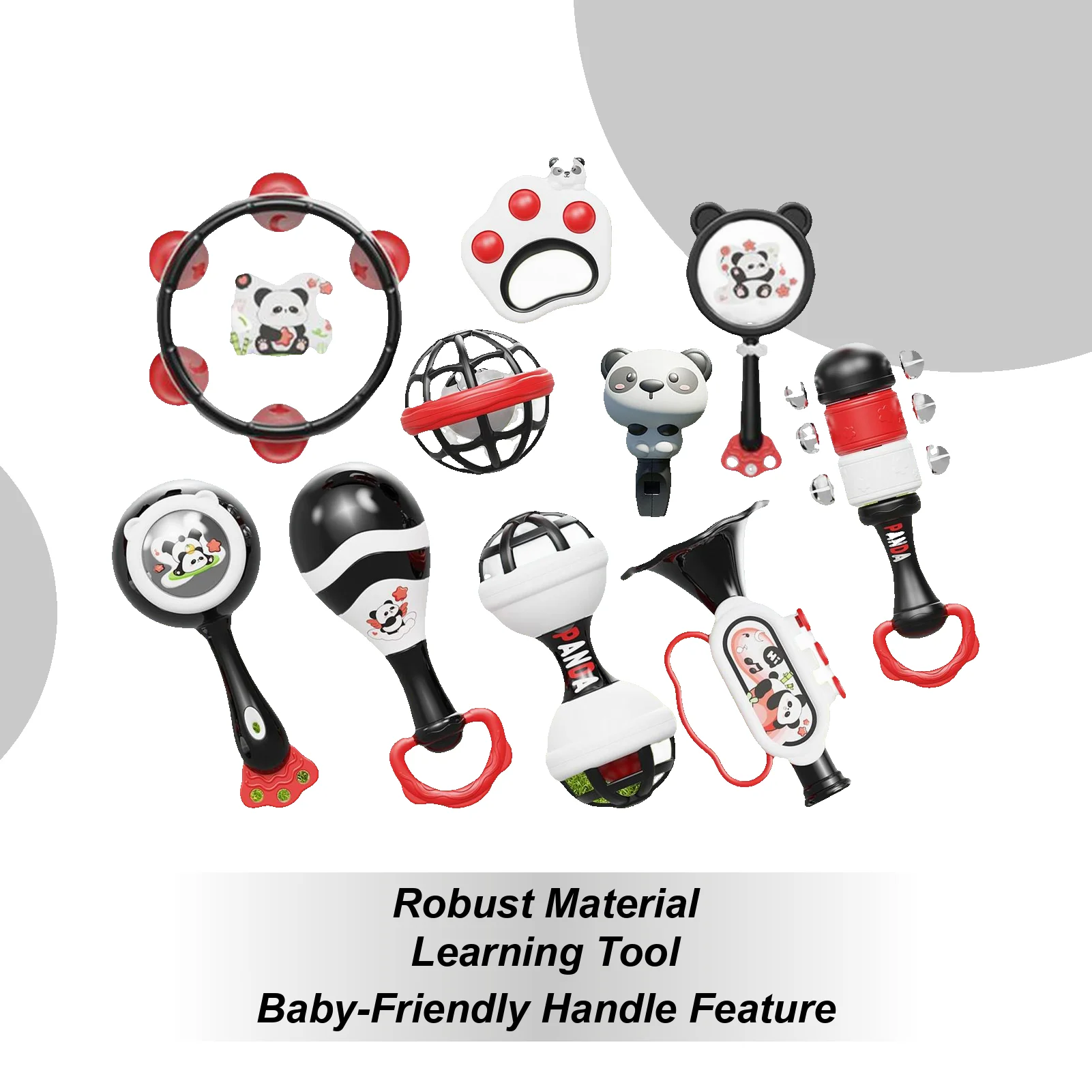 Rattle Teether Toy Panda Easy-Grasp Rattles Sensory Teether Musical Instruments For Early Childhood Development Preschool