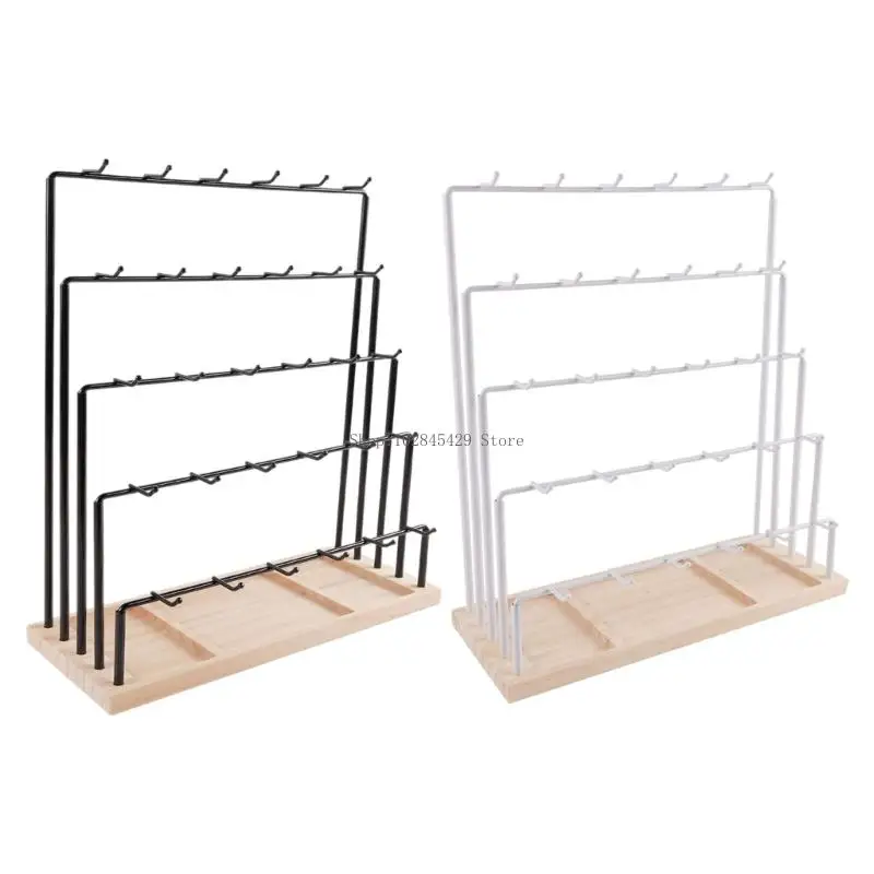 Contemporary Ladder Styles Earring Stand 6 Adjustable Tiers 30 Metal Hook Rustics Base Display