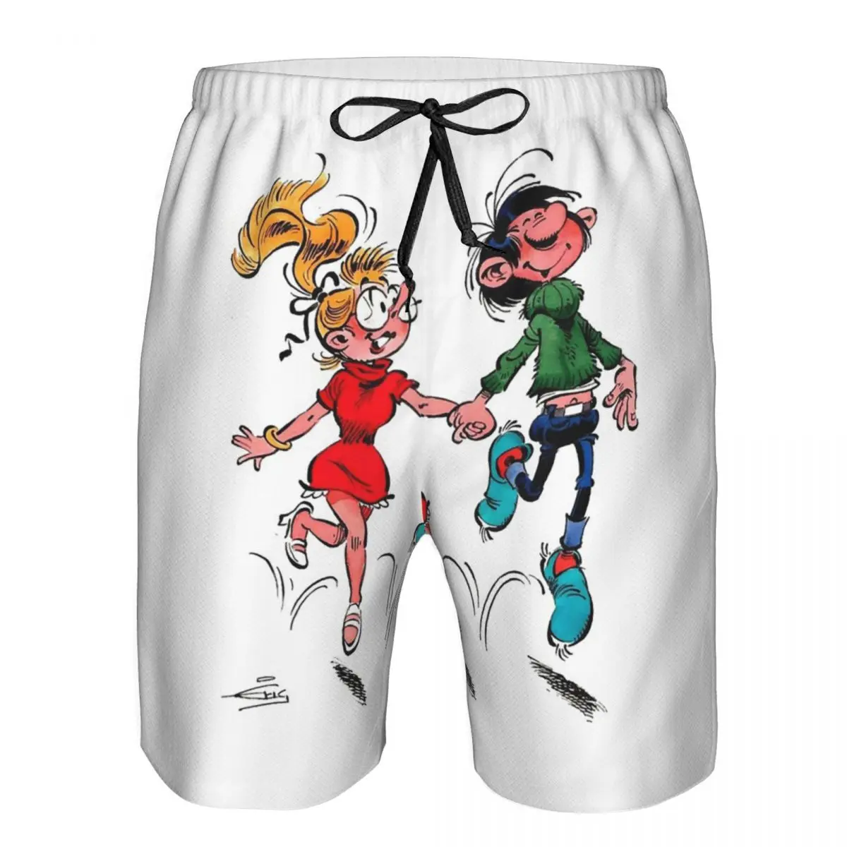 Gaston Lagaffe Big Ben Head Trunks Beach Board Shorts Casual Quick Dry Swim Summer Men Pants