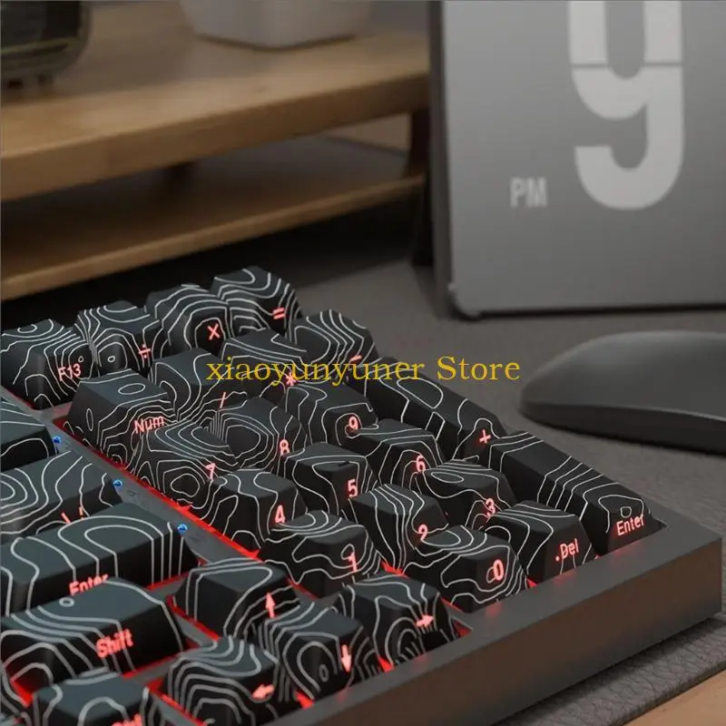 P9JB Backlight Compatible Line Carved 136 Keycap Set For Mechanical Keyboard Keycaps