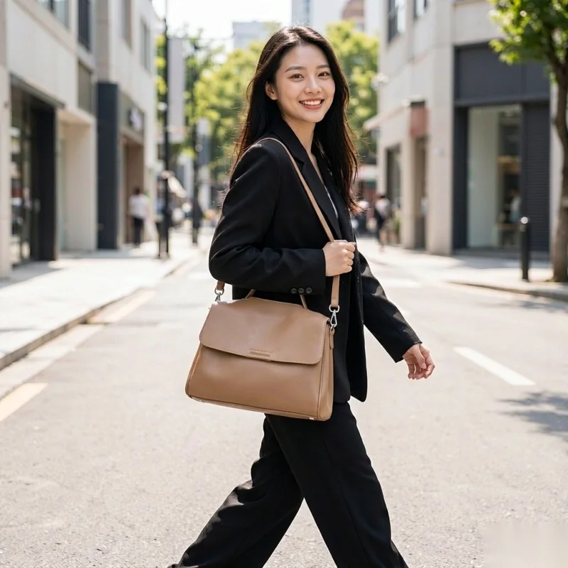 Women's Genuine Cowhide Leather Large Capacity Shoulder Bag Exquisite Fashion Office Daily Use Luxury Designers Sling Bag Chic