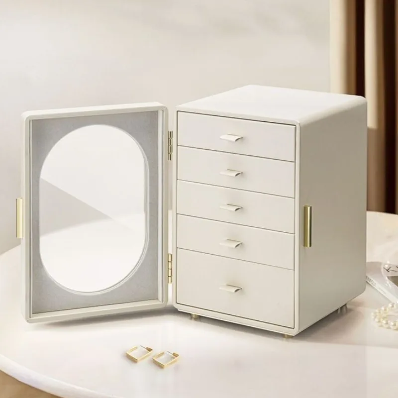 Leather Jewelry Storage Box Large Capacity Ring Organizer Boxes Luxury Necklace Drawers Display Case Watch Collection Case