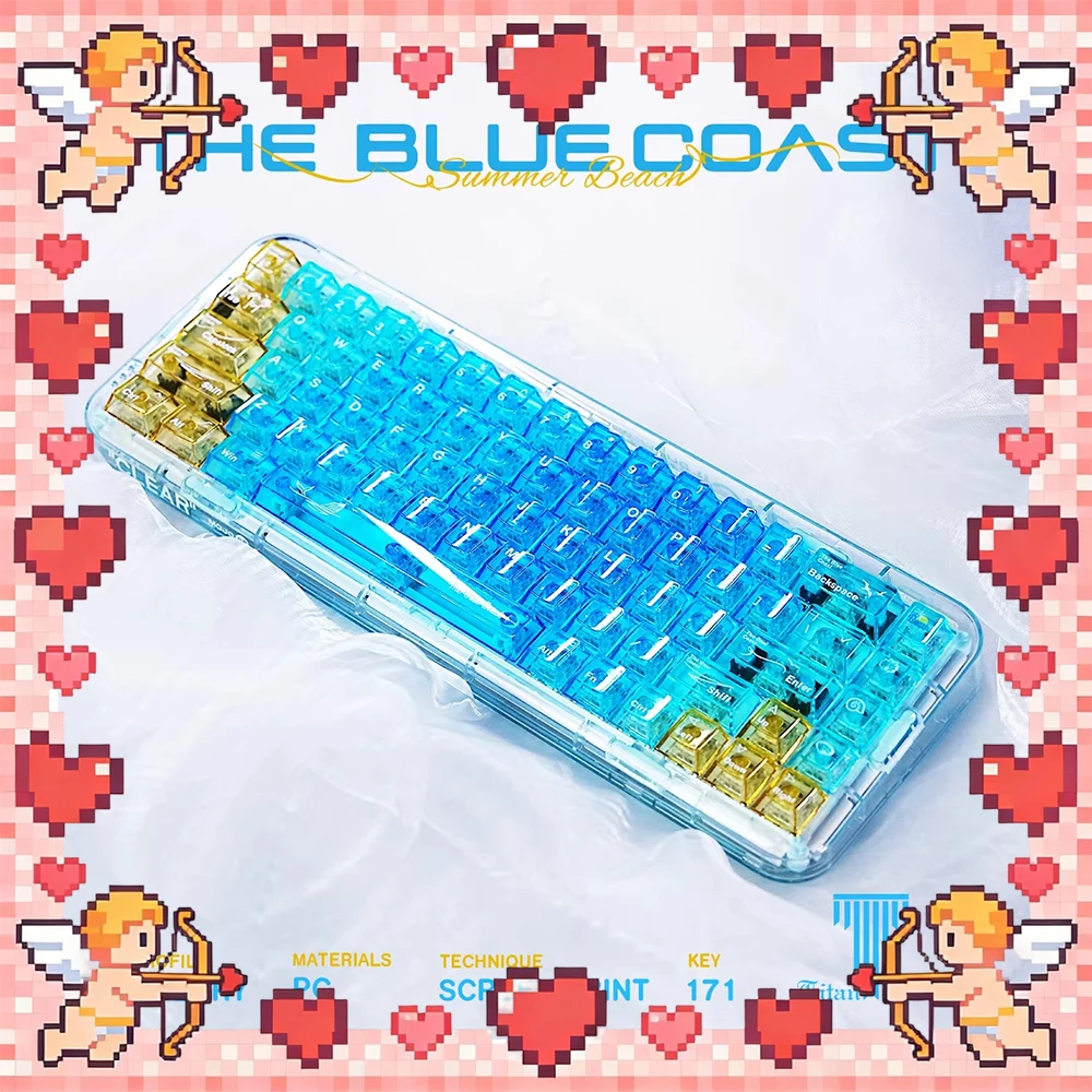 TITANNATION Riviera Theme PC Keycaps Factory Height Pure And Fresh Keyboard Keycaps Transparent For PC Accessories Gifts