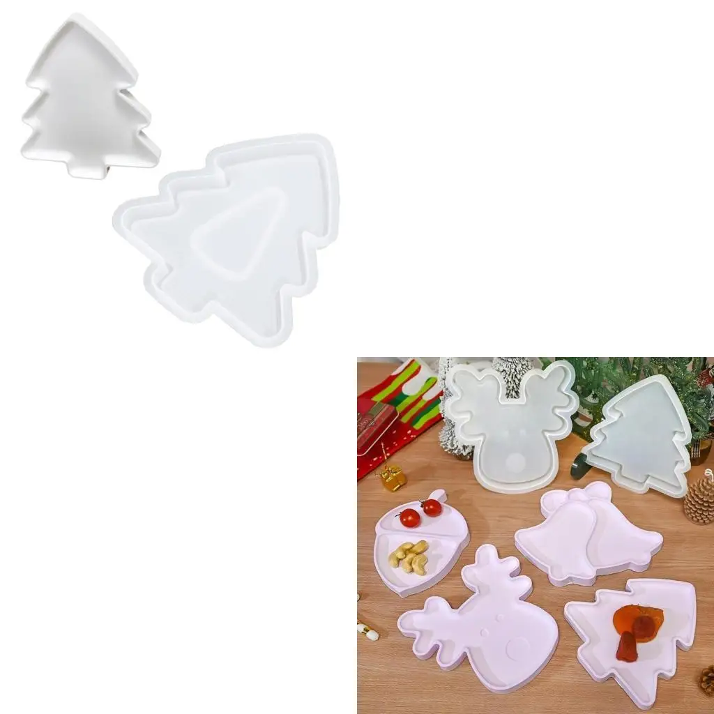  Large Christmas Epoxy Sturdy Resin Tray Mold Flexible Silicone Materials Suitable Accessory for Various Craft Creation