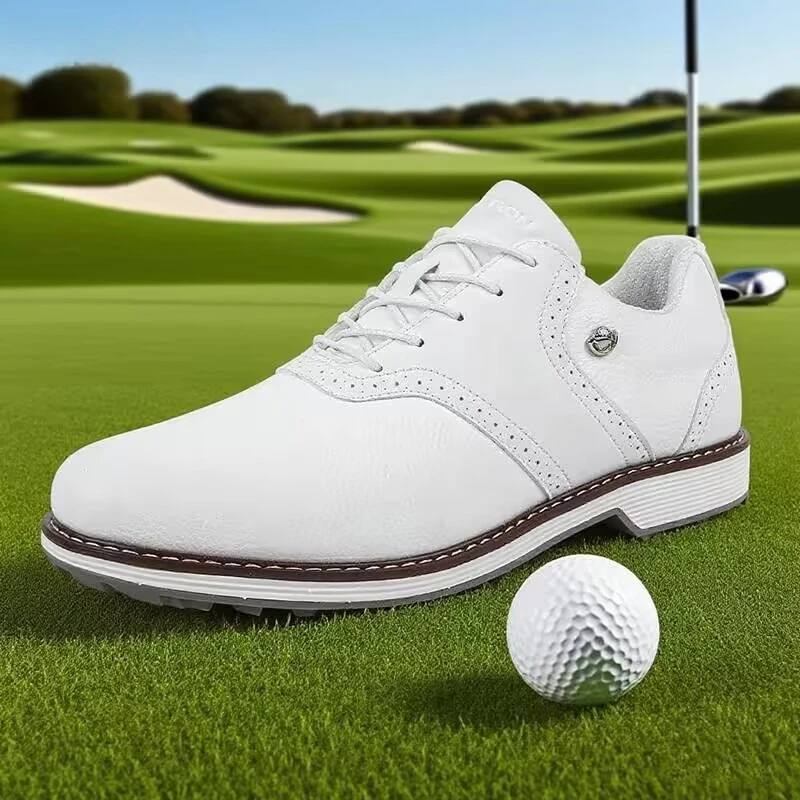 Designer Brand Golf Shoes for Men Anti-Slippery Gym Training Shoe Comfortable Sport Shoes White Leather Outdoor Sport Shoes