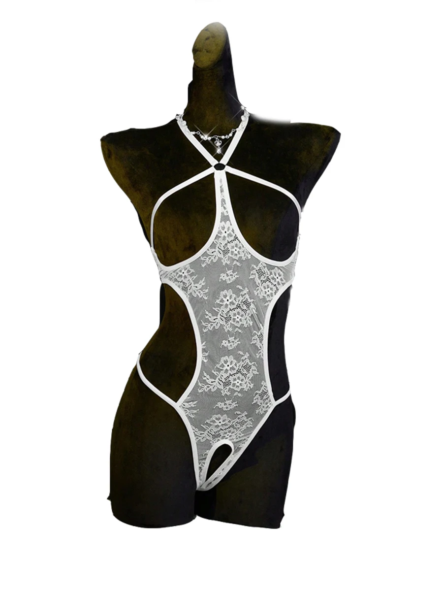 Sexy Women's Lingerie Lace See-Through Erotic Lingerie Hollow-Out Bodysuit